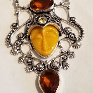 🌻*Vintage Goddess & Quartz Silver Necklace
